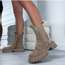 Hnedé semišové nízke čižmy-323176-04