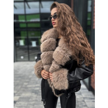 Čierna koženková bunda s kožušinou-322719-01