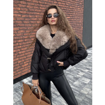 Čierna krátka vetrovka s kožušinou-322723-08