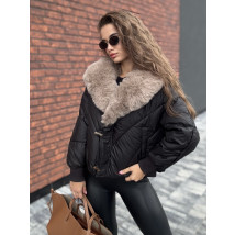 Čierna krátka vetrovka s kožušinou-322723-08