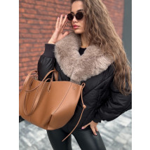 Čierna krátka vetrovka s kožušinou-322723-08
