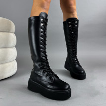 Čierne vysoké čižmy na šnurovanie-323408-03
