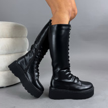 Čierne vysoké čižmy na šnurovanie-323408-03