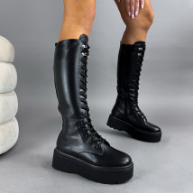 Čierne vysoké čižmy na šnurovanie-323408-04