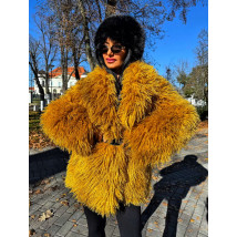 Žltý kožušinový kabát-323406-03