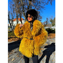 Žltý kožušinový kabát-323406-03