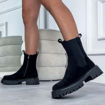 Čierne semišové nízke čižmy-323503-06