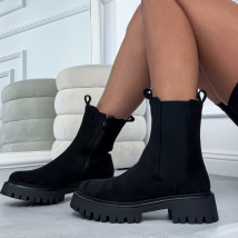 Čierne semišové nízke čižmy-323503-06