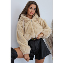 Béžová kožušinová krátka bunda-276787-013