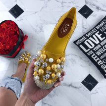 Dámske žlté mokasínky s perličkami-200266-03