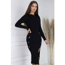 Čierne úpletové šaty s rozparkom-277830-01