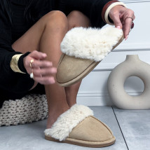 Béžové šľapky s kožušinkou-323941-01