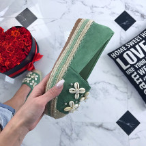 Dámske zelené mokasínky s ozdôbkami-201159-01