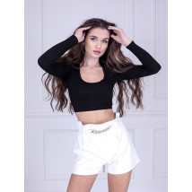 Biele krátke koženkové nohavice-228619-01