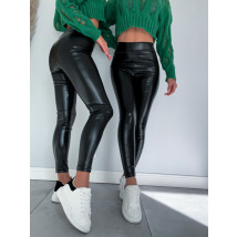 Čierne koženkové zateplené legíny-276829-012