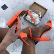 Dámske neónovo oranžové sandálky-202418-01