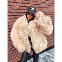 Kožuch z mongolskej ovečky BEIGE-322740-06