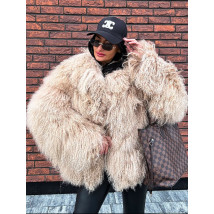 Kožuch z mongolskej ovečky BEIGE-322740-06