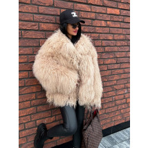 Kožuch z mongolskej ovečky BEIGE-322740-06