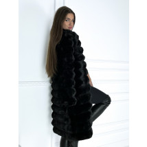 Čierny dlhý kožušinový kabát-296852-08