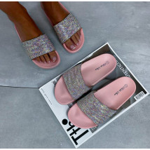 Ružové šľapky zdobené kamienkami-153997-06