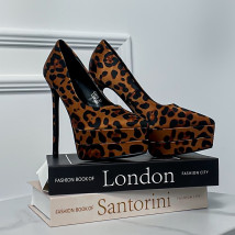 Hnedé lodičky s leopardím vzorom na platforme-309963-01