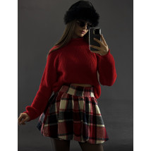 Červená károvaná PUFFY sukňa-313318-03