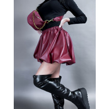 Bordová koženková PUFFY sukňa-313945-01