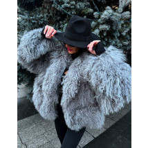 Kožuch z mongolskej ovečky GREY-314076-02