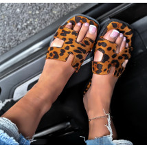 Hnedé šľapky s leopardím vzorom-317376-016