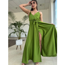 Dlhé saténové šaty MATCHA-307449-08