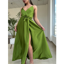 Dlhé saténové šaty MATCHA-307449-08