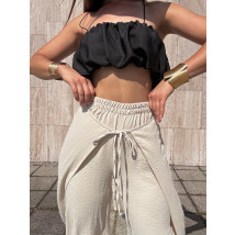 Béžové široké nohavice Dubaj s rozparkom-318850-09