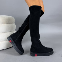 Čierne semišové vysoké čižmy-323385-04