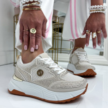 Béžové trblietavé tenisky-327166-03