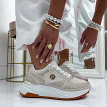 Béžové trblietavé tenisky-327166-03