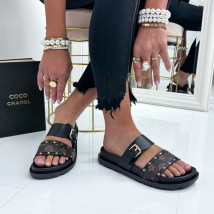 Čierne vzorované šľapky-327159-01