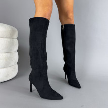 Čierne semišové vysoké čižmy-323607-08