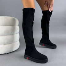 Čierne semišové vysoké čižmy-323385-04