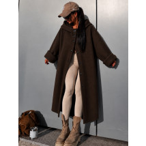 Hnedý oversize prechodný kabát-330636-04