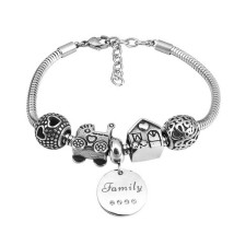 Oceľový náramok s príveskami Family-272506-01