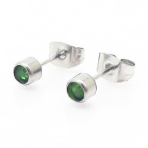 Oceľové náušnice zelené-324087-03