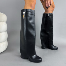 Čierne vysoké čižmy na platforme-323461-01
