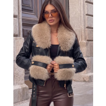 Čierna zateplená koženka s kožušinou-330368-07