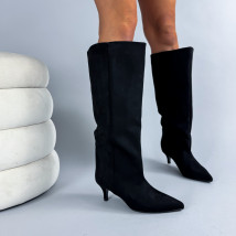 Čierne semišové vysoké čižmy-324515-08