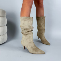 Svetlohnedé semišové vysoké čižmy-324539-01