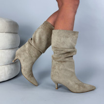 Svetlohnedé semišové vysoké čižmy-324539-01