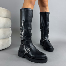 Čierne vysoké čižmy s prackami-323467-02