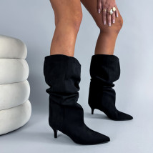 Čierne semišové vysoké čižmy-324515-08