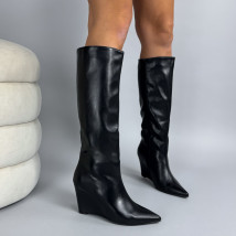 Čierne vysoké čižmy na platforme-324249-02